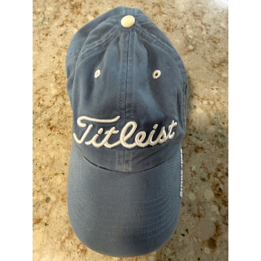 Titleist Golf Hat Mens Blue Adjustable Strapback Script Logo Since 1932 Cap